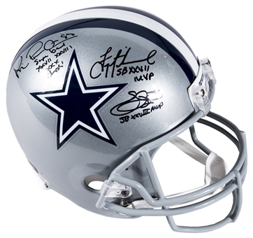 Emmitt Smith, Troy Aikman & Michael Irvin Multi Signed Dallas Cowboys Full Size Helmet (Beckett)